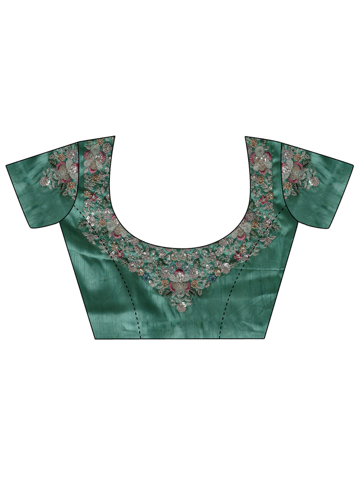 Libas Art Multi Floral Embroidered Tissue Saree With Unstitched Blouse Piece
