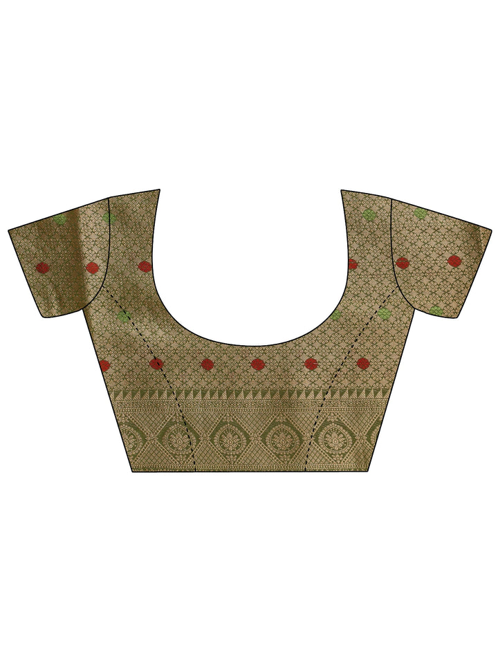 Green Jacquard Woven Design Silk Blend Saree