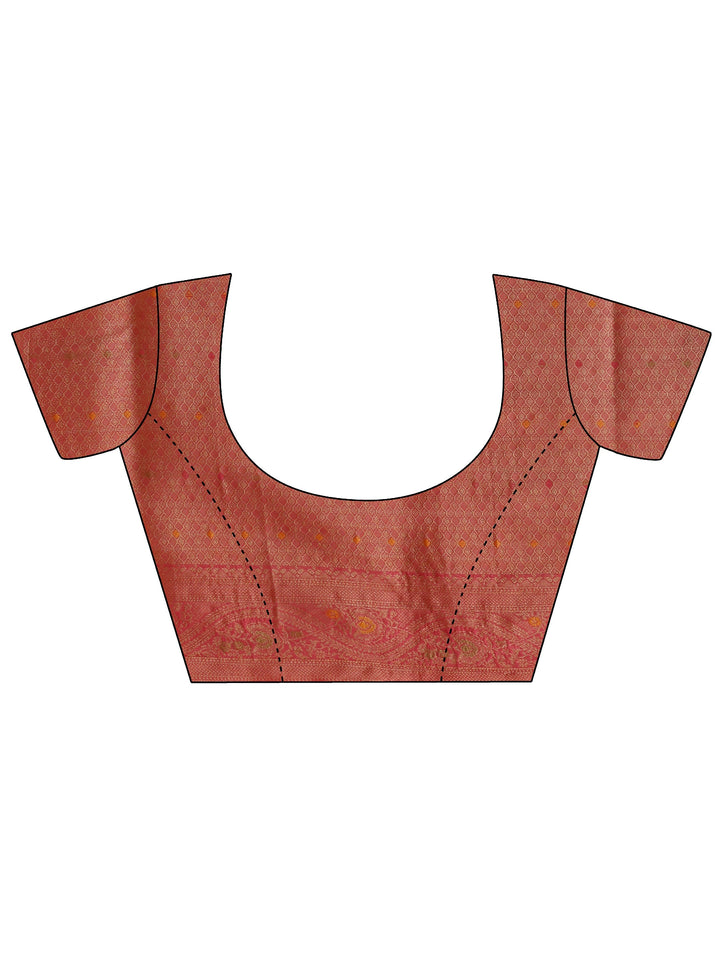 Pink Floral Woven Design Silk Blend Saree