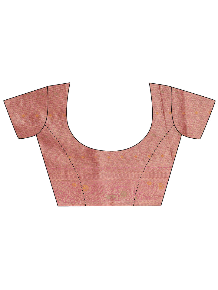 Pink Floral Woven Design Silk Blend Saree