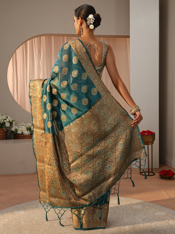 Blue Banarasi Silk Blend Saree