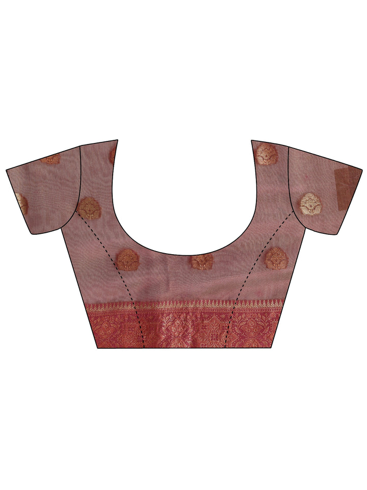Libas Burgundy Jacquard Woven Design Silk Blend Saree