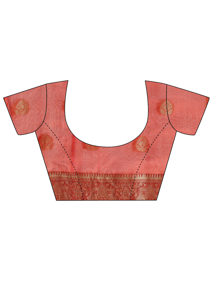 Red Ethnic Woven Design Silk Blend Saree With Unstitched Blouse Piece