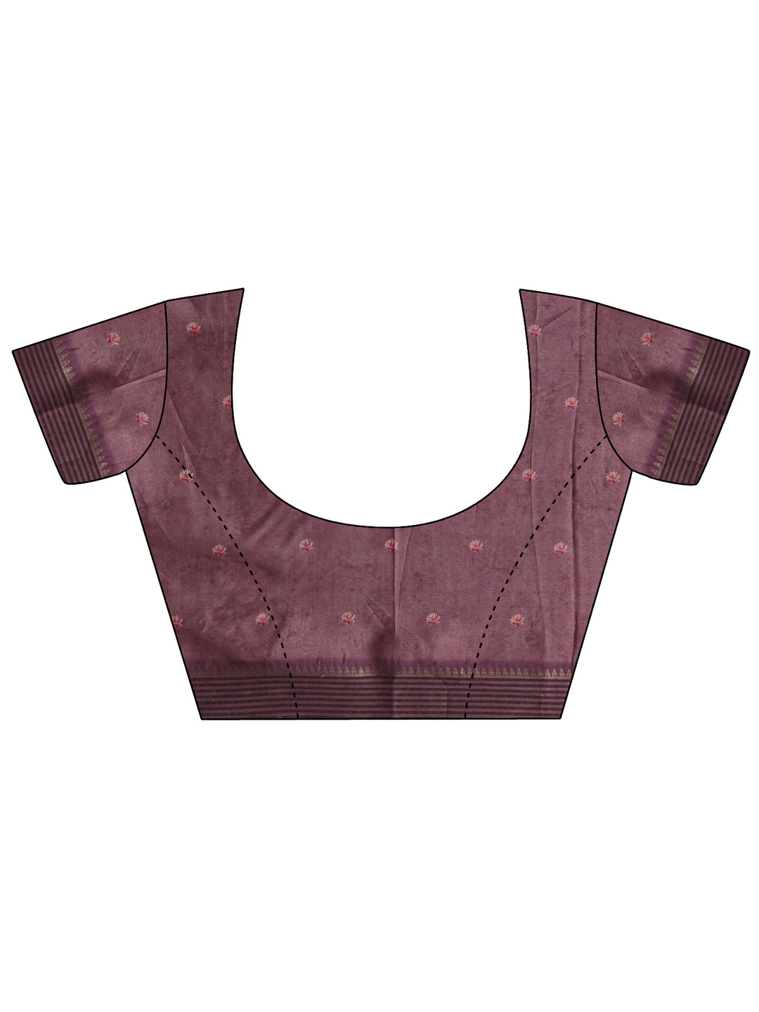 Purple Royal Printed Silk Blend Saree With Unstitched Blouse Piece