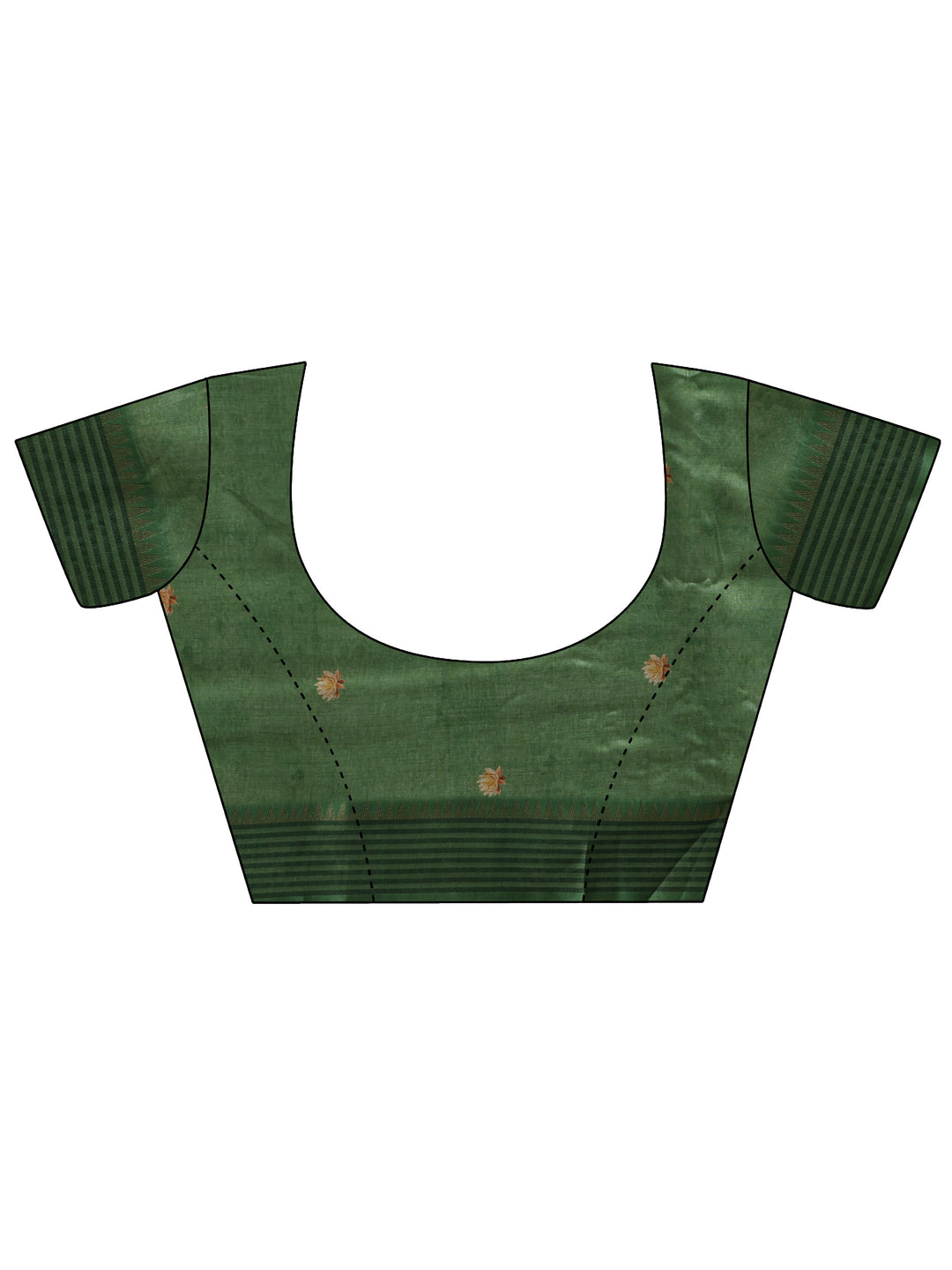 Green Royal Printed Silk Blend Saree With Unstitched Blouse Piece