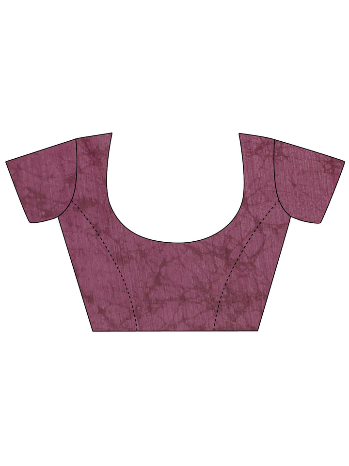 Purple Printed Chiffon Saree With Unstitched Blouse Piece