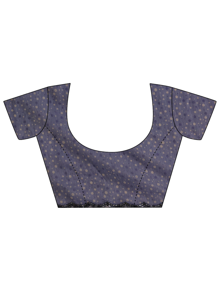 Purple Abstract Printed Tissue Saree With Unstitched Blouse Piece