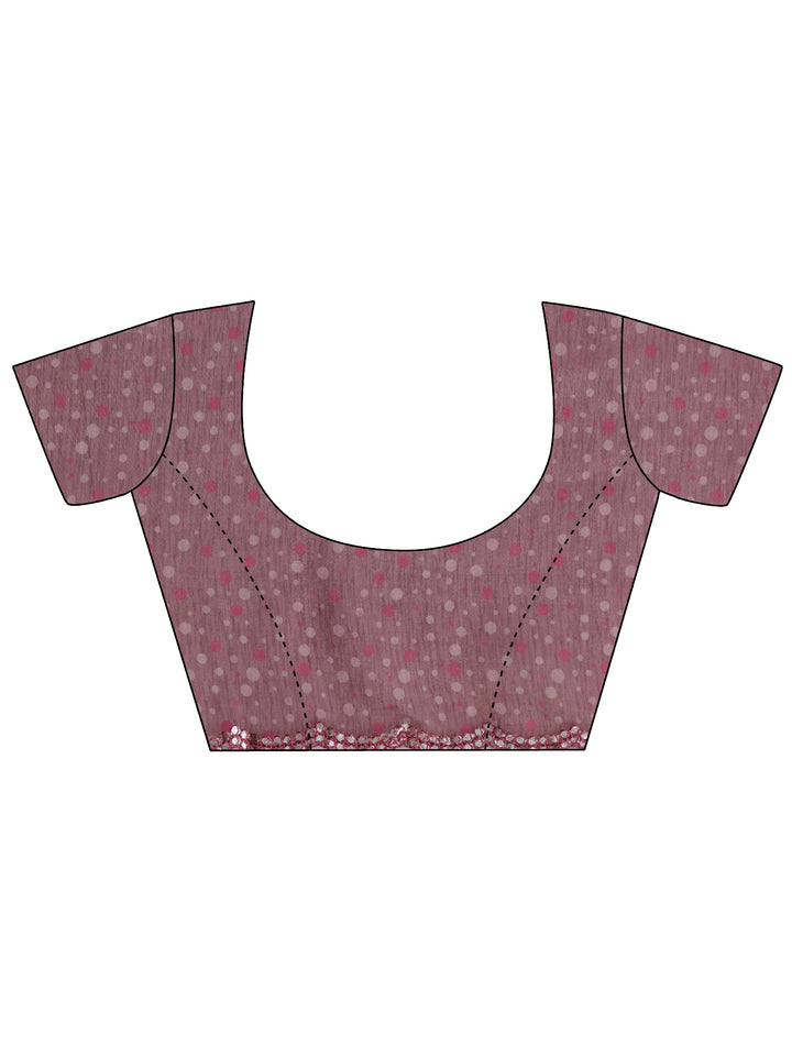 Pink Abstract Printed Tissue Saree With Unstitched Blouse Piece