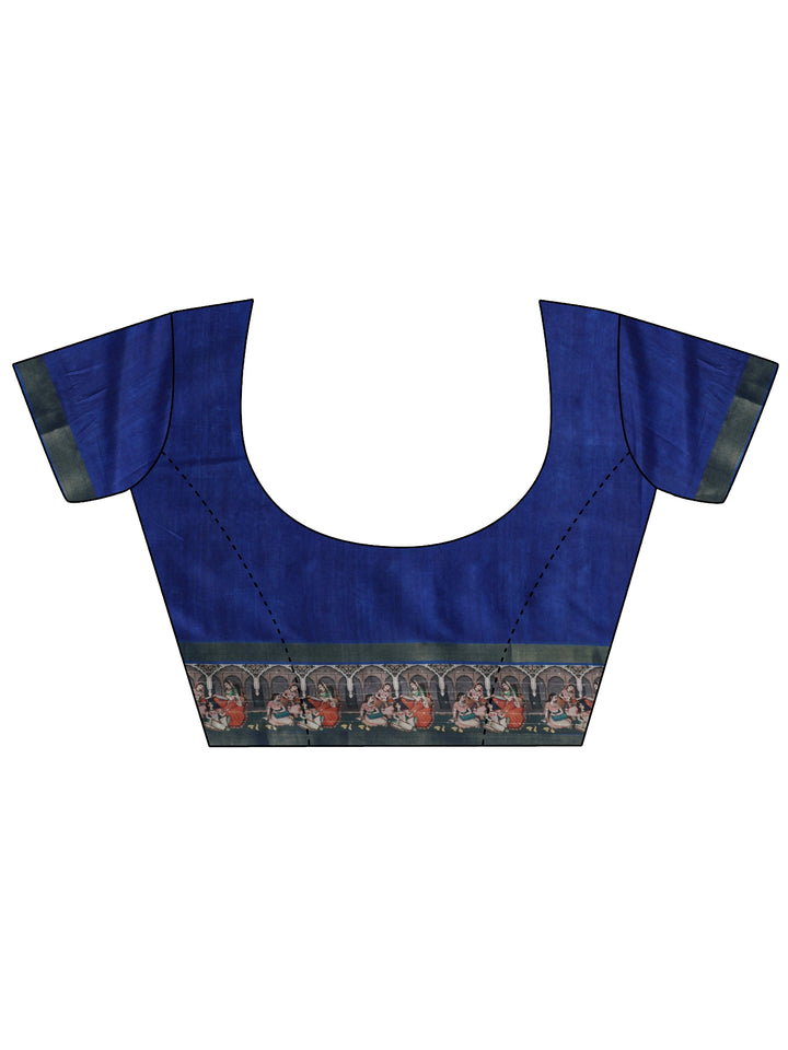 Blue Bandhani Printed Silk Blend Saree With Unstitched Blouse Piece