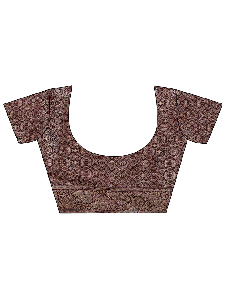 Burgundy Banarasi Silk Blend Saree