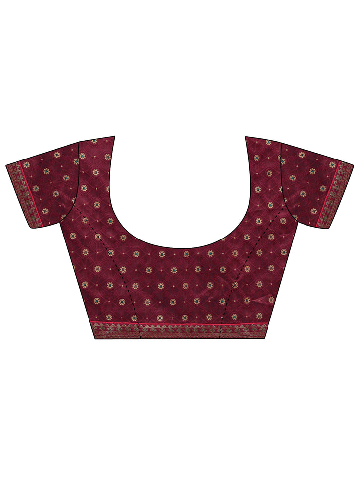 Maroon Solid Georgette Saree With Unstitched Blouse Piece