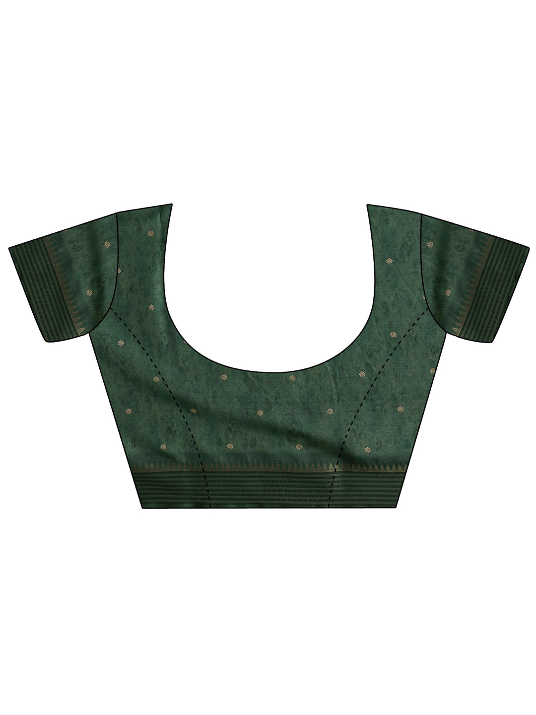 Green Ethnic Printed Silk Blend Saree With Unstitched Blouse Piece