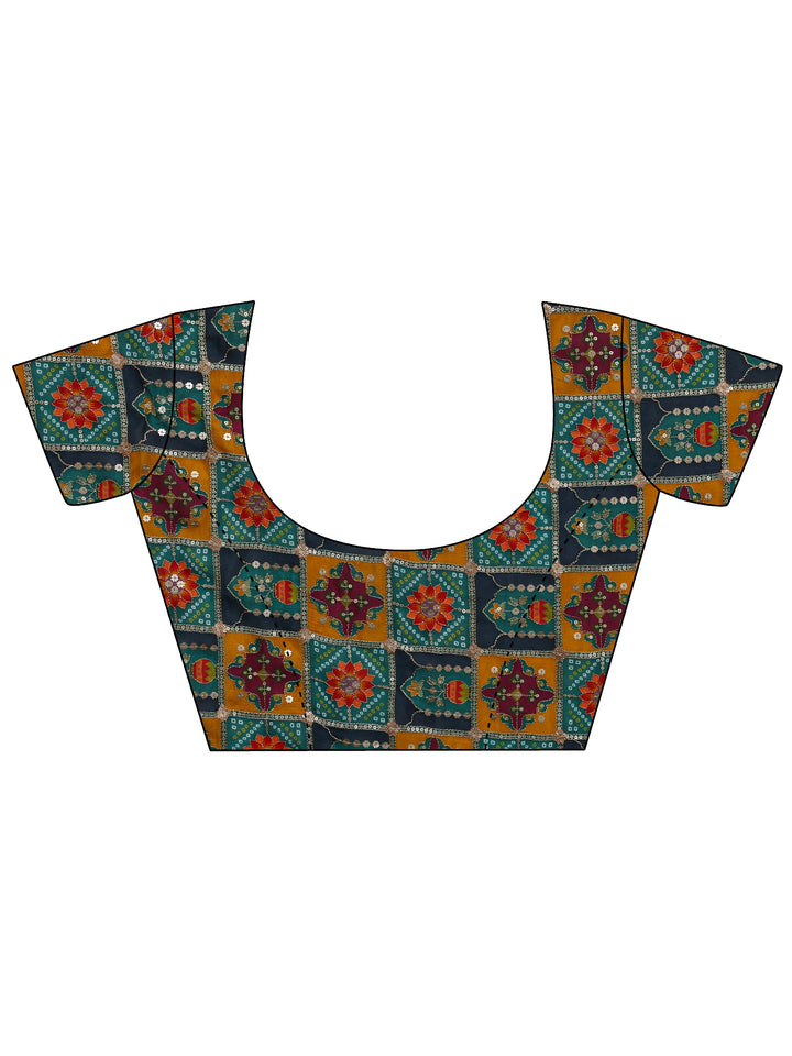Teal Solid Chiffon Saree With Unstitched Blouse Piece