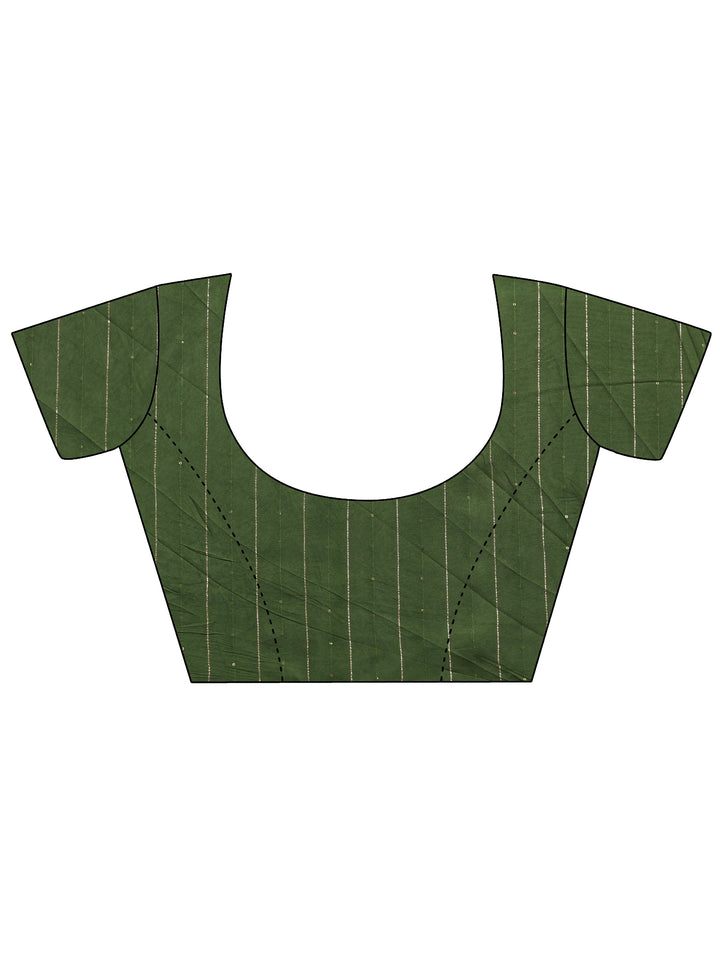 Green Solid Tissue Saree With Unstitched Blouse Piece