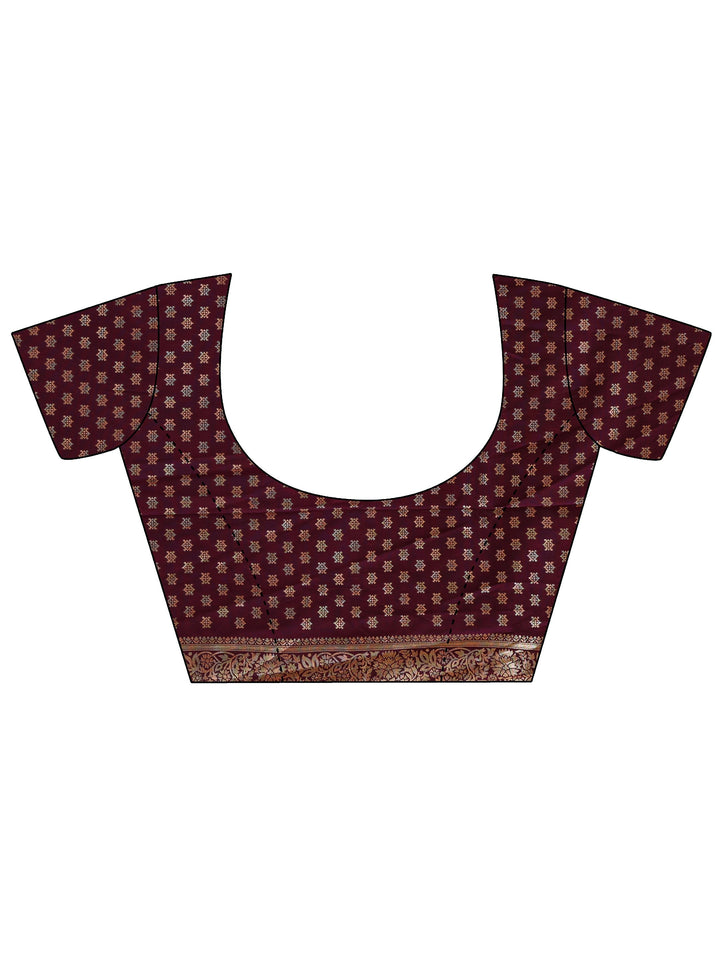 Libas Burgundy Kanjeevaram Silk Blend Saree