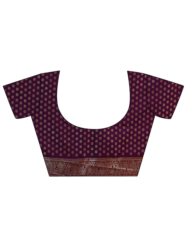 Libas Purple Floral Woven Design Silk blend Sarees with an unstitched Blouse Piece