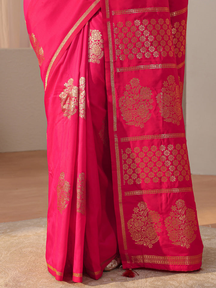 Pink Kanjeevaram Silk Blend Saree