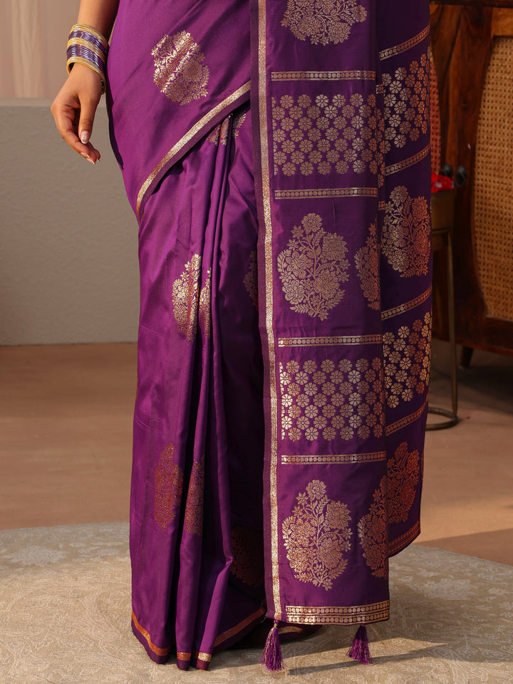 Purple Kanjeevaram Silk Blend Saree
