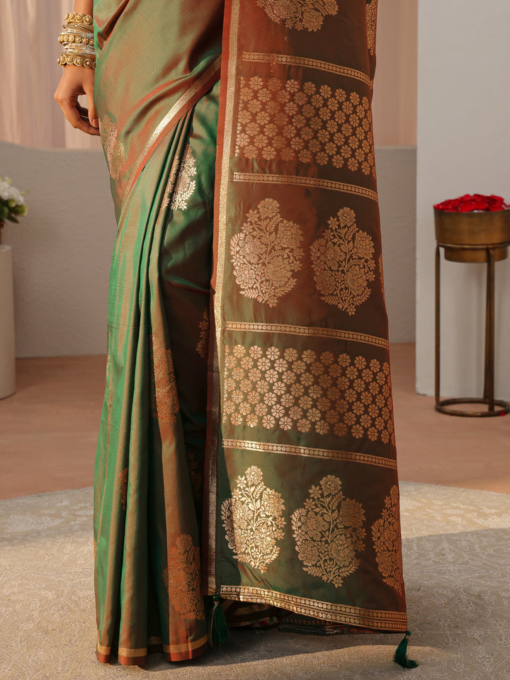 Green Kanjeevaram Silk Blend Saree