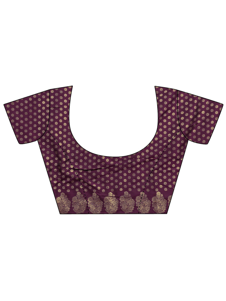Burgundy Floral Woven Design Silk Blend Tassel Saree With Unstitched Blouse Piece