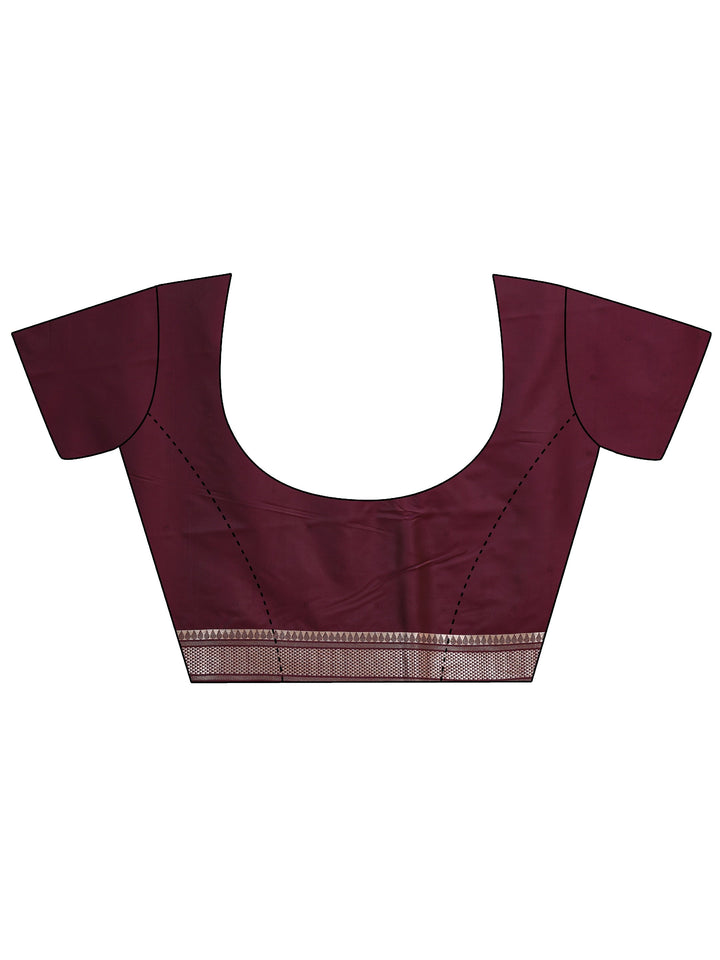 Burgundy Kanjeevaram Silk Blend Saree