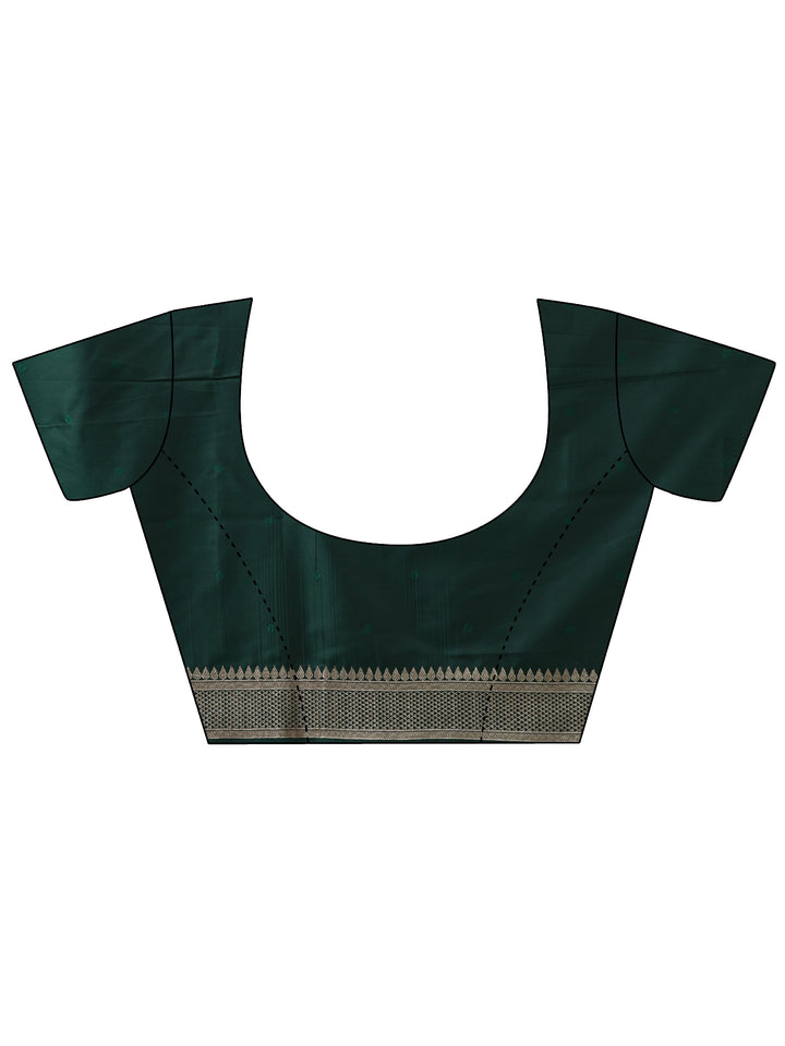 Dark Green Kanjeevaram Silk Blend Saree
