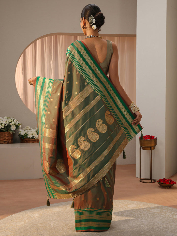 Green Kanjeevaram Silk Blend Saree