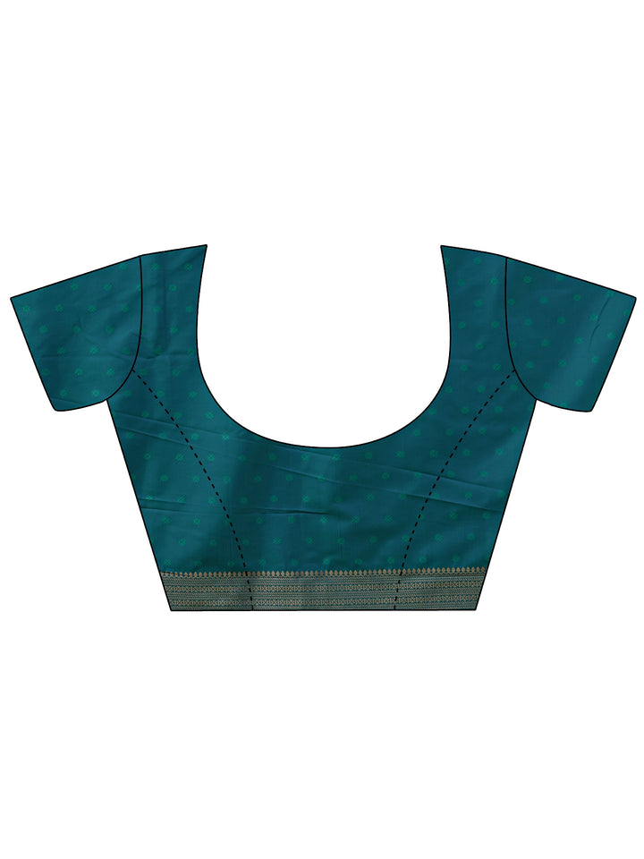 Teal Kanjeevaram Silk Blend Saree
