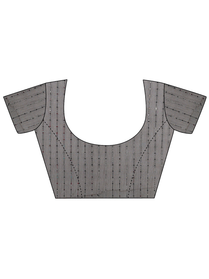 Grey Solid Glossy Tissue Saree