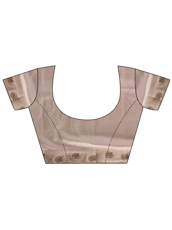 Ivory Solid Silk Blend Saree