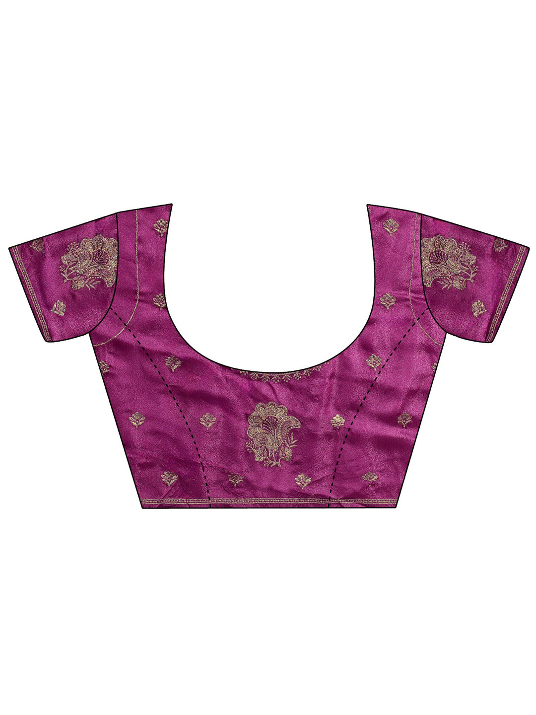 Pink Floral Embroidered Glossy Chiffon Saree