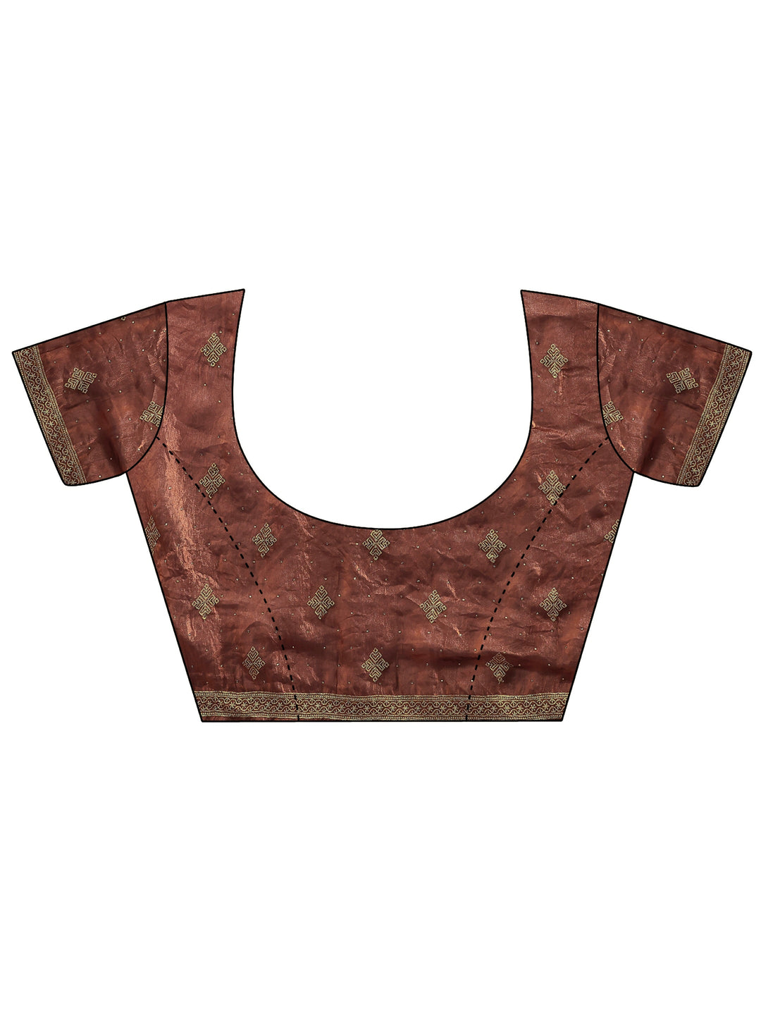 Brown Solid Glossy Tissue Saree