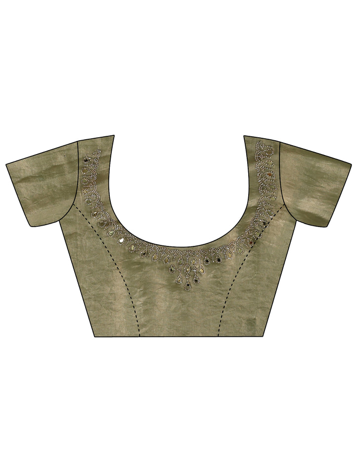 Green Embellished Tissue Saree