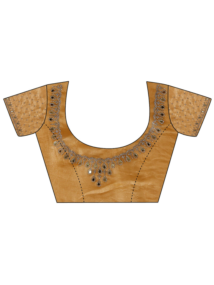 Mustard Embellished Tissue Saree