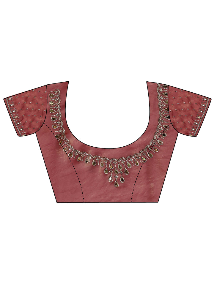 Pink Embellished Tissue Saree