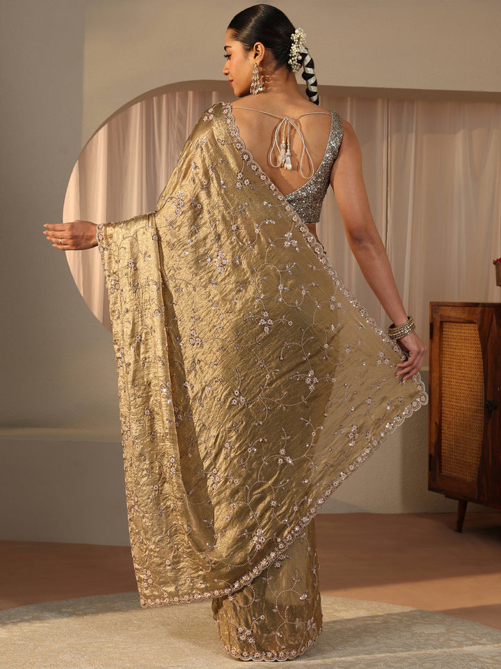 Libas Art Green Embellished Tissue Saree