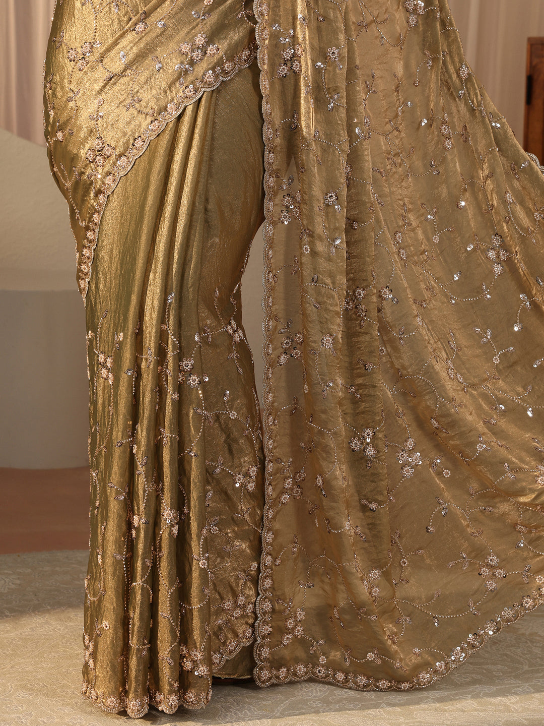 Libas Art Green Embellished Tissue Saree