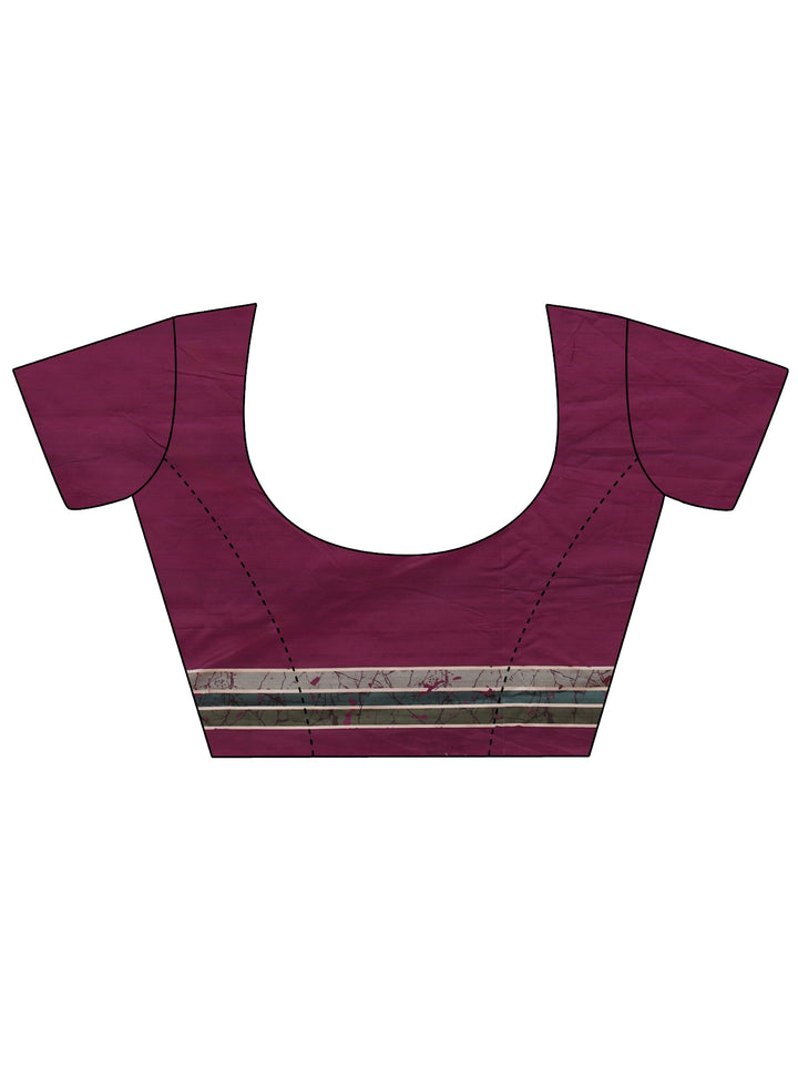 Burgundy Floral Printed Cotton Blend Saree