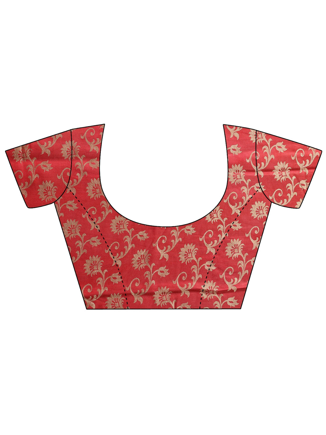 Libas Red Floral Printed Silk Blend Tassel Saree
