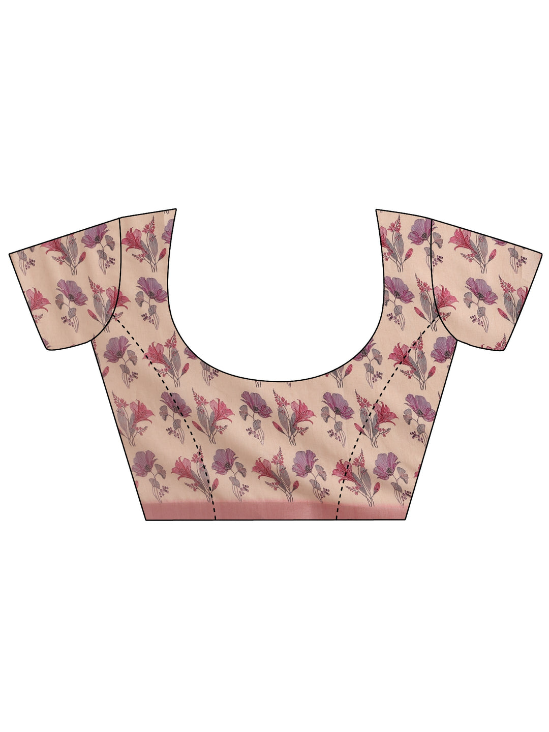 Pink Floral Printed Silk Blend Saree
