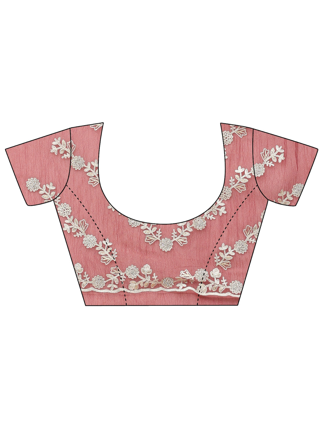 Pink Floral Embroidered Tissue Saree