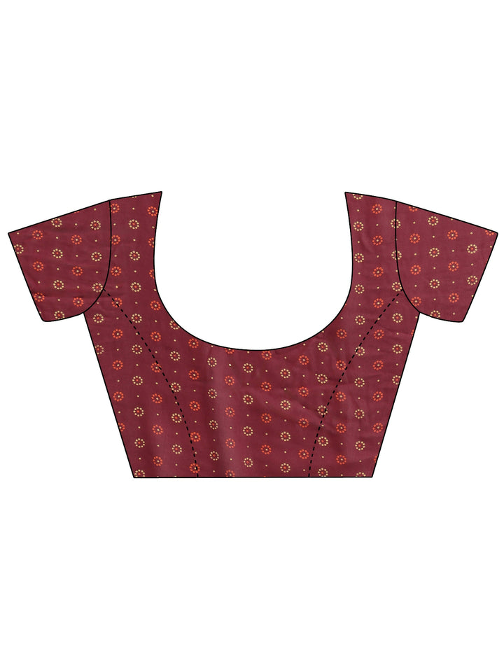 Maroon Floral Printed Georgette Saree