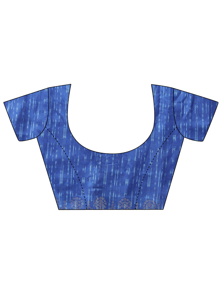 Blue Geometric Self Design Georgette Saree