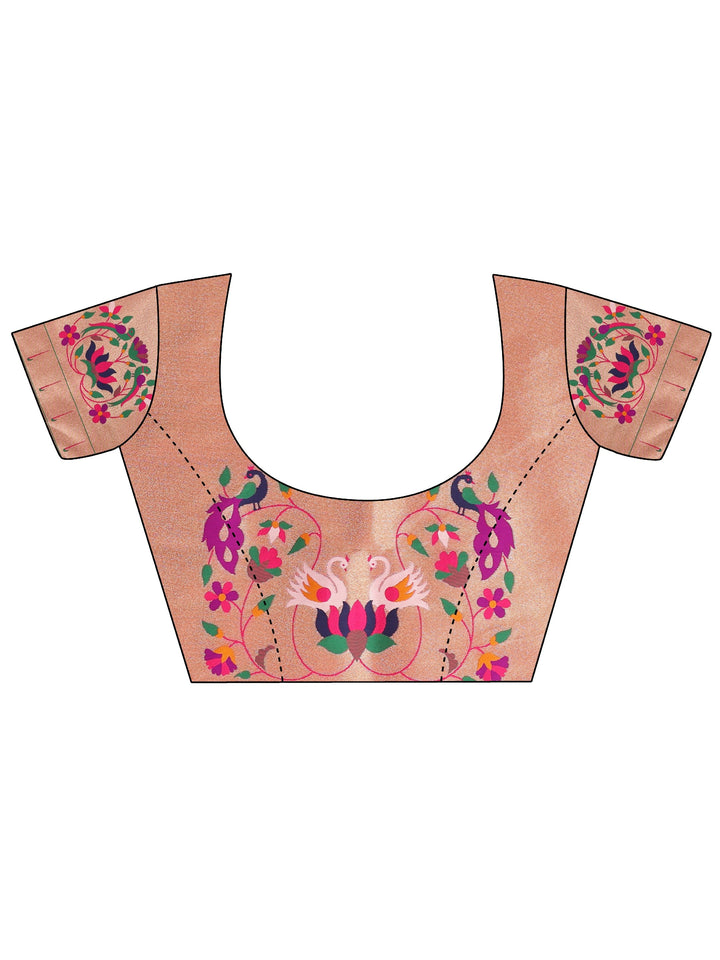 Pink Geometric Self Design Silk Blend Saree