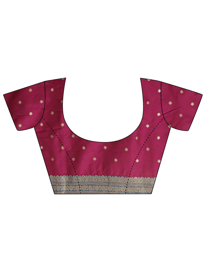 Burgundy Ethnic Motif Self Design Silk Blend Saree