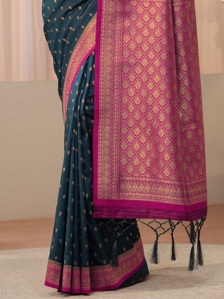 Libas Navy Blue Kanjeevaram Silk Blend Saree