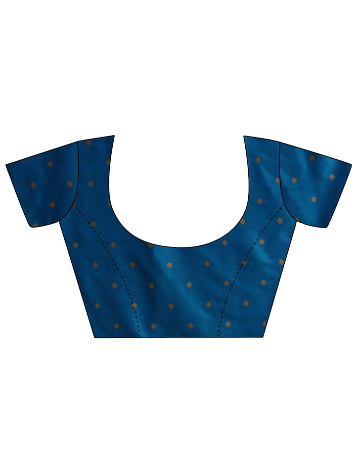 Blue Ethnic Woven Design Silk Blend Saree