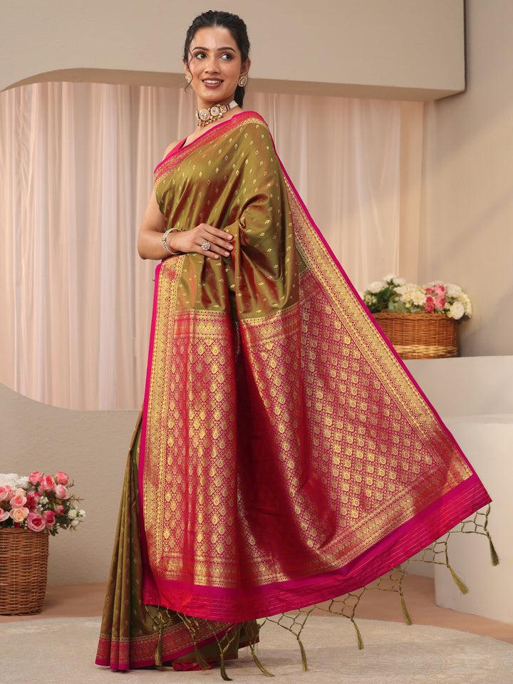 Libas Green Kanjeevaram Silk Blend Saree