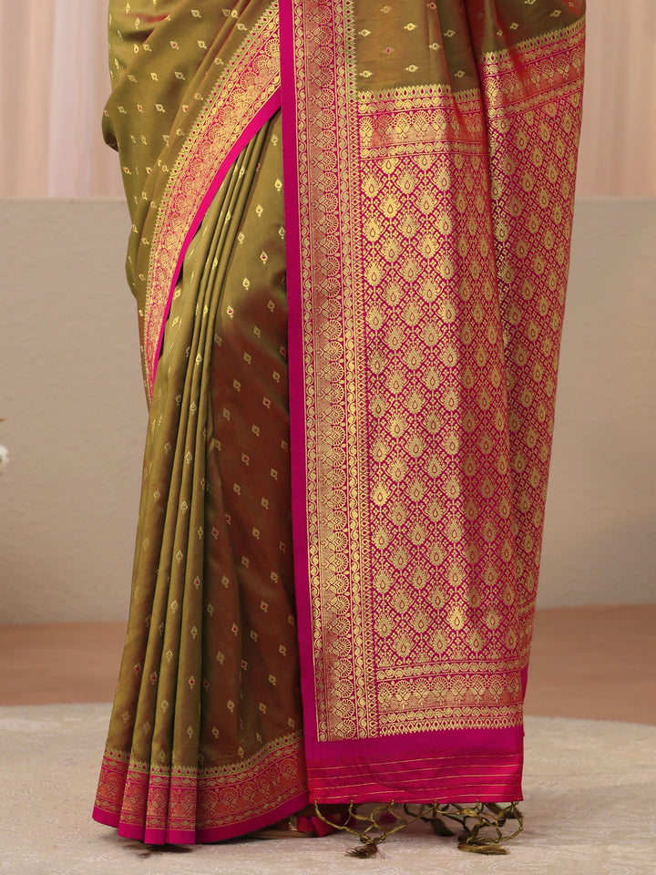 Libas Green Kanjeevaram Silk Blend Saree