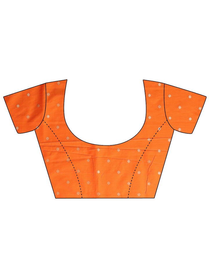 Orange Ethnic Motif Self Design Silk Blend Saree